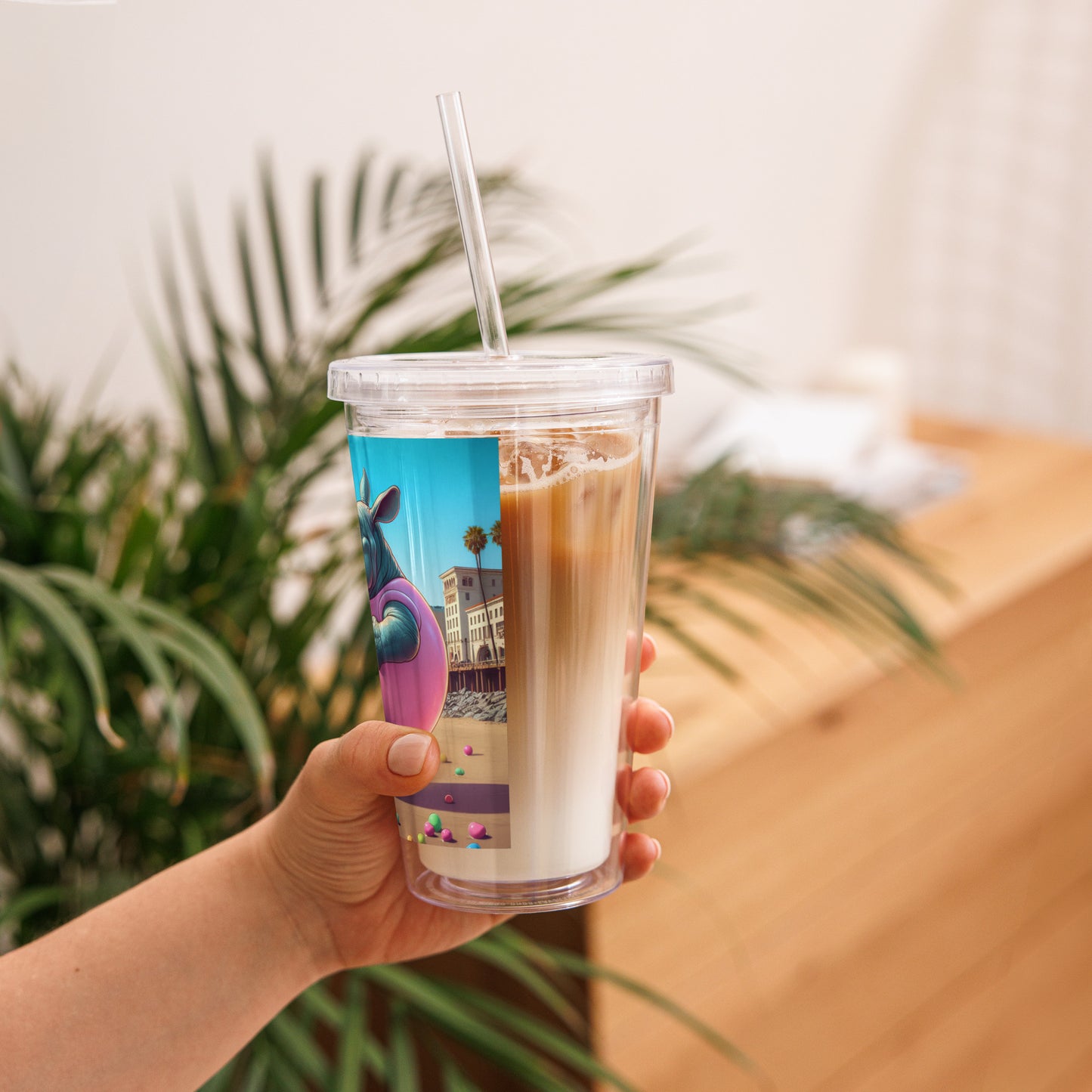 Clear plastic tumbler