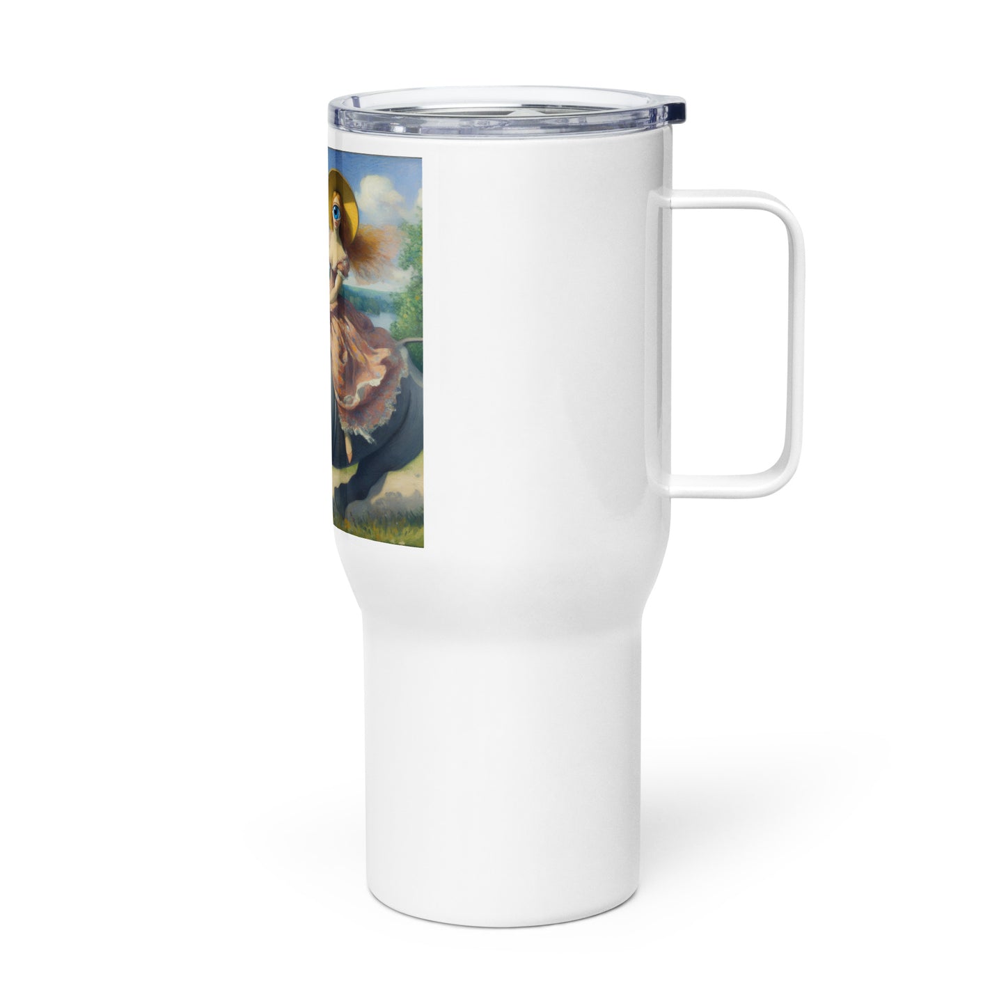 Travel mug with a handle