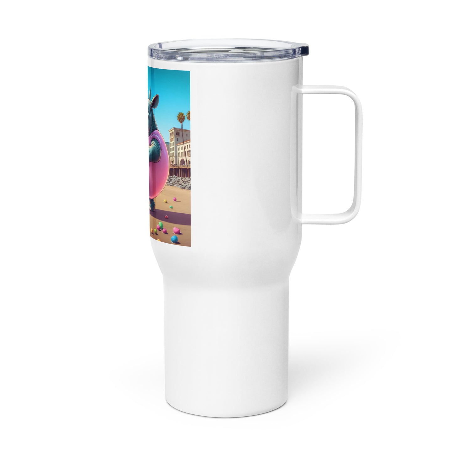 Travel mug with a handle