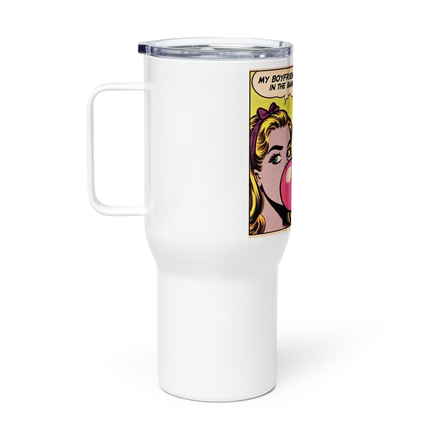 Travel mug with a handle