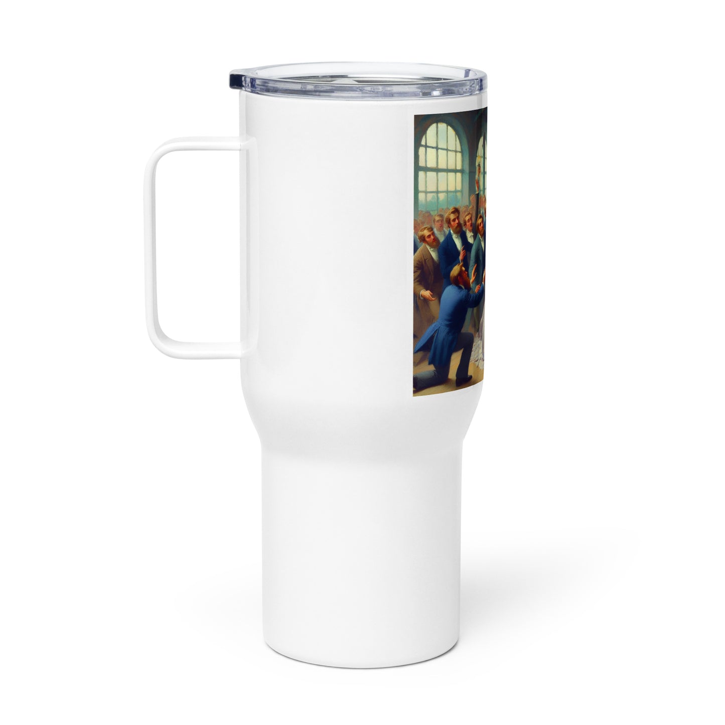 Travel mug with a handle