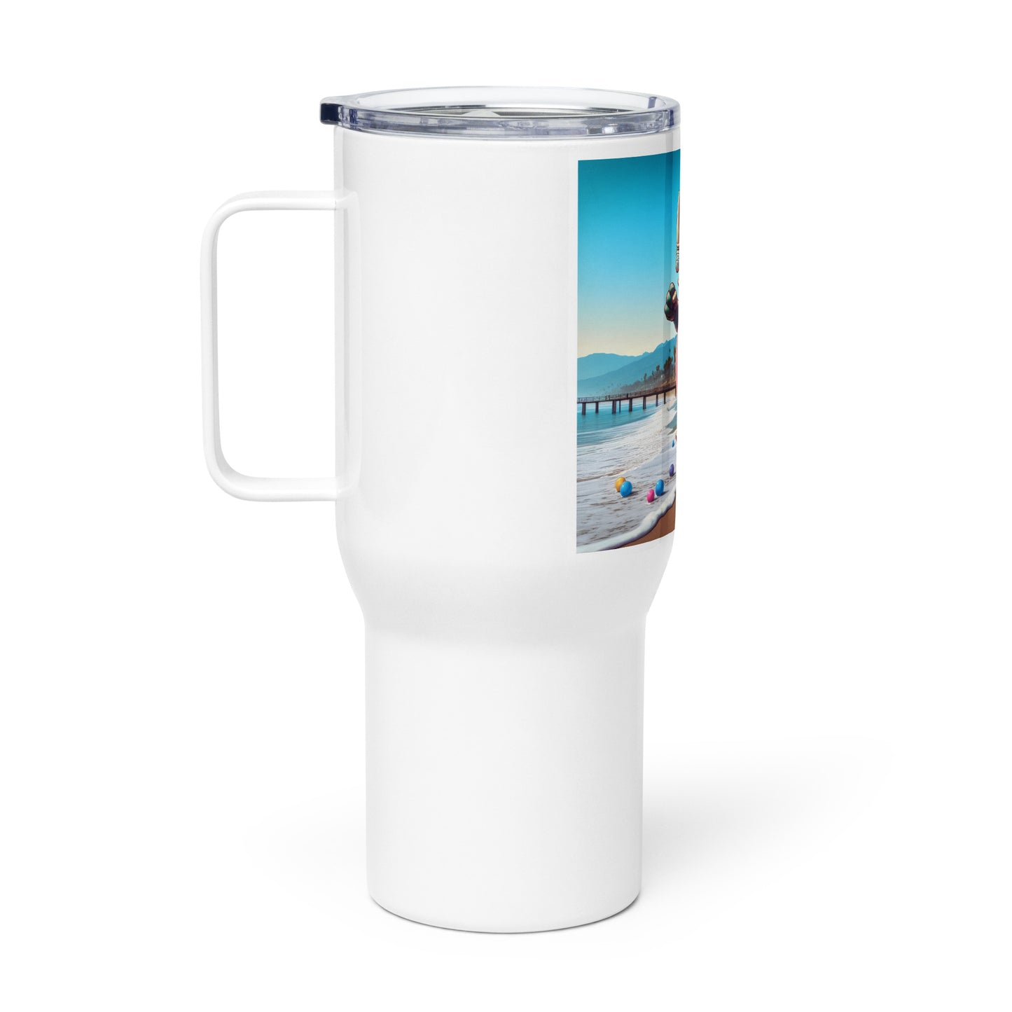 Travel mug with a handle